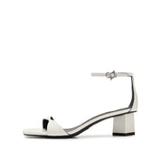 Beige Ankle Strap Block Heeled Sandals