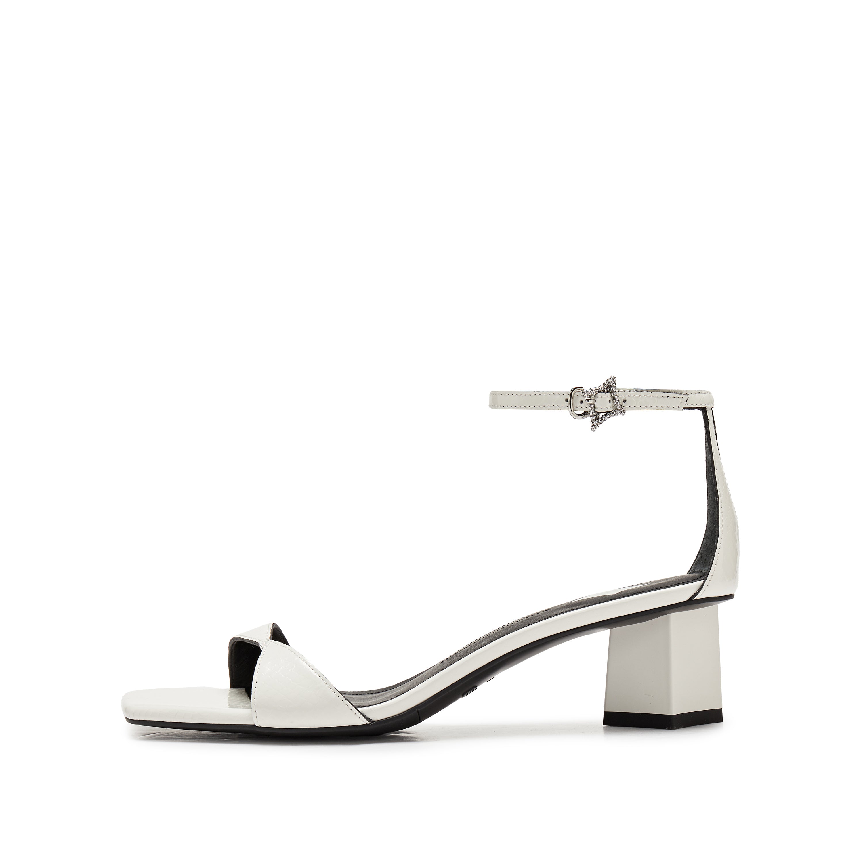 Beige Ankle Strap Block Heeled Sandals