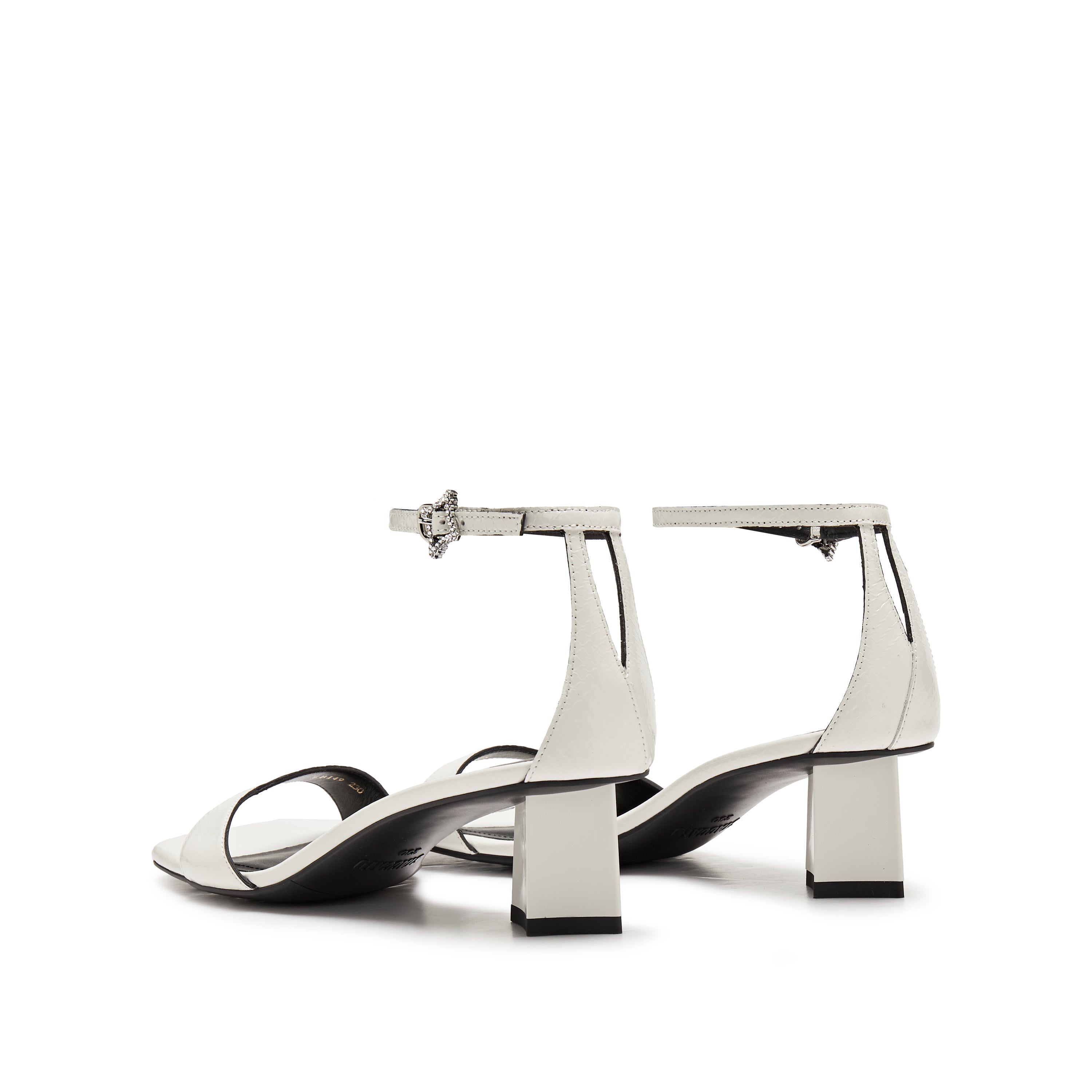 Beige Ankle Strap Block Heeled Sandals