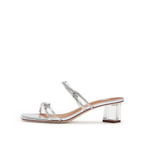Silver Crystal Thorns Strap Heeled Sandals