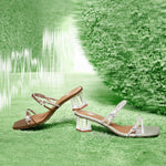 Load image into Gallery viewer, Silver Crystal Thorns Strap Heeled Sandals
