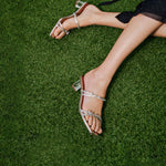 Load image into Gallery viewer, Silver Crystal Thorns Strap Heeled Sandals
