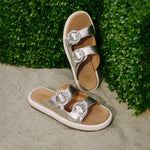 Load image into Gallery viewer, Metallic Crystal Buckle Straps Straw Sandals
