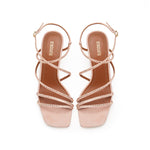 Load image into Gallery viewer, Pink Crystal Cross Strap Heeled Sandals
