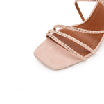 Load image into Gallery viewer, Pink Crystal Cross Strap Heeled Sandals
