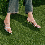 Load image into Gallery viewer, Black Strappy Heeled Pointy Mules
