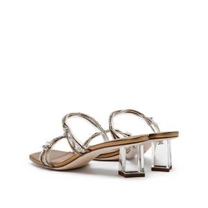 Bronze Crystal Thorns Strap Heeled Sandals