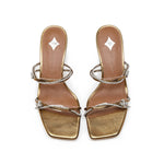 Load image into Gallery viewer, Bronze Crystal Thorns Strap Heeled Sandals
