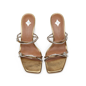 Bronze Crystal Thorns Strap Heeled Sandals