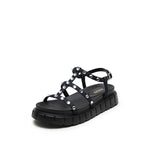 Load image into Gallery viewer, Denim Crystal Embellished Multi Straps Sandals
