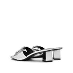 Load image into Gallery viewer, Silver Crystal Buckle Heeled Sandals
