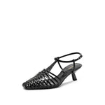 Load image into Gallery viewer, Black Leather Multi Strap Pumps
