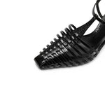 Load image into Gallery viewer, Black Leather Multi Strap Pumps
