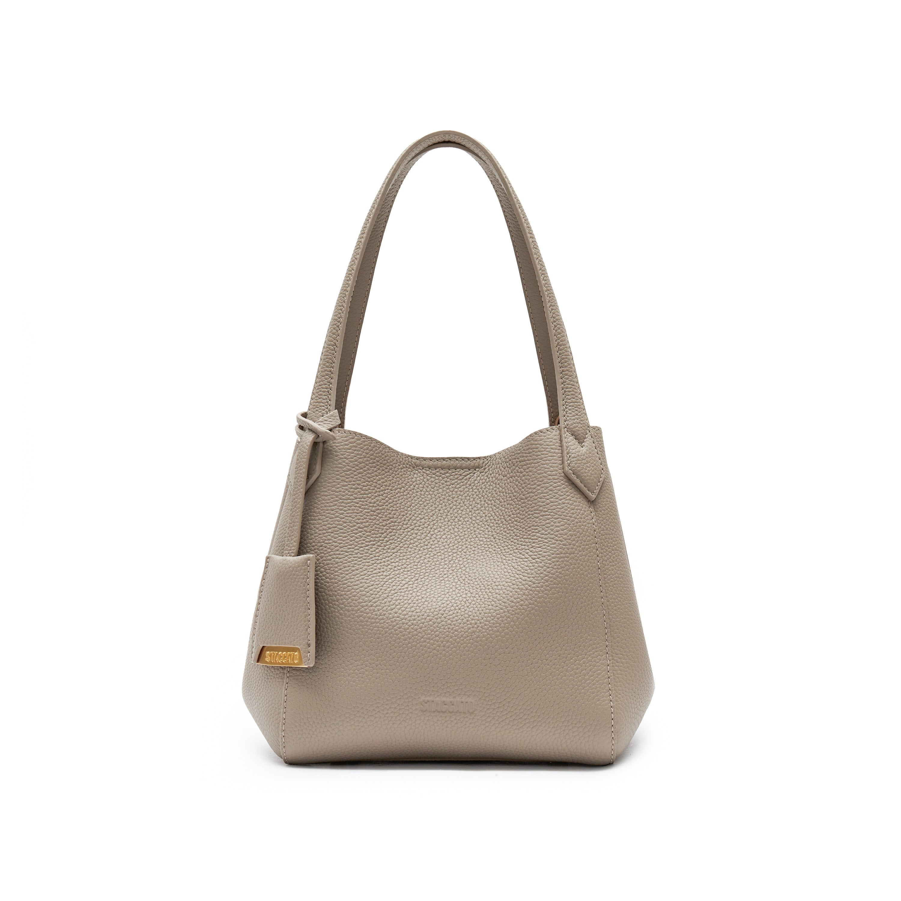 Taupe Leather Bucket Handbags