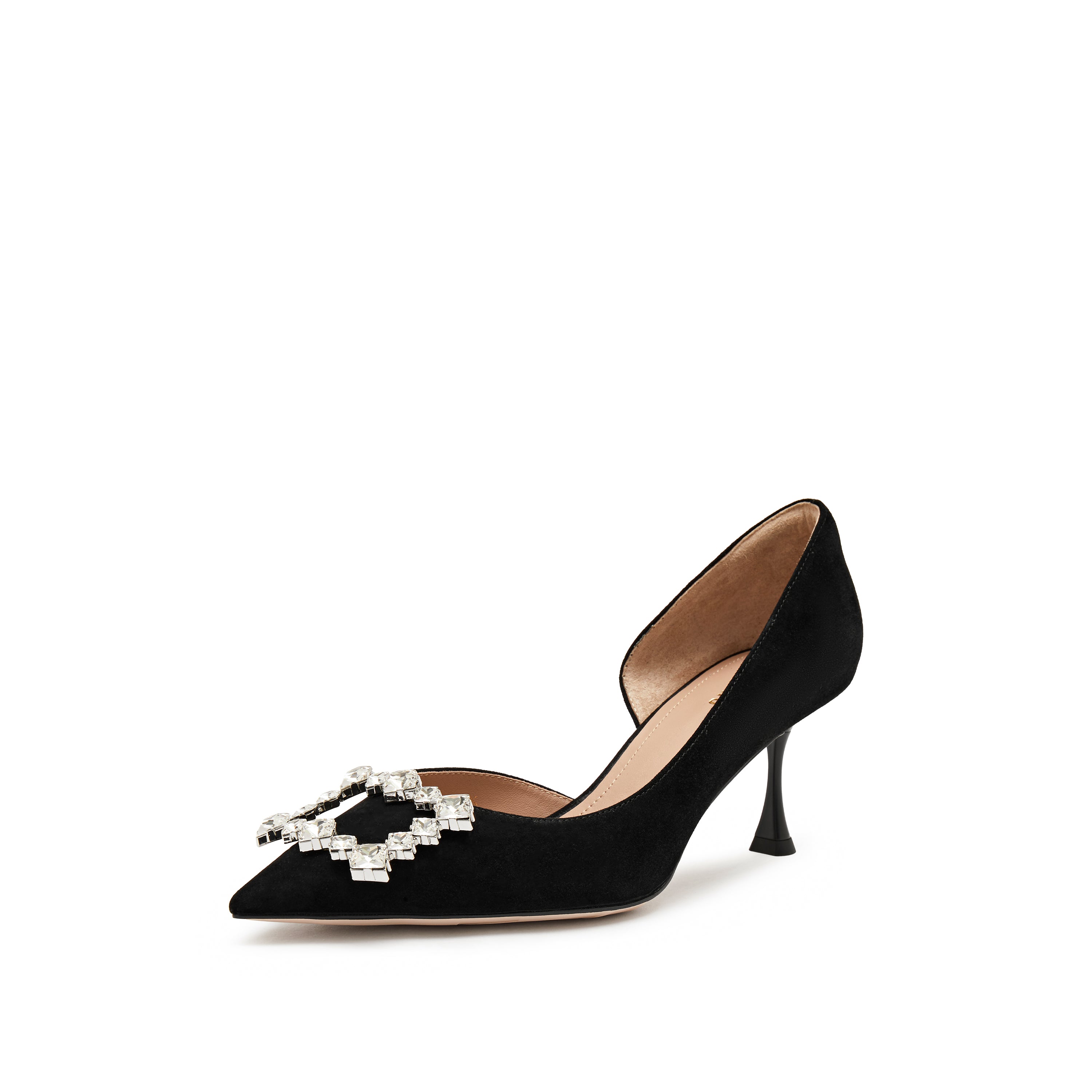 Black Crystal Buckle D'Orsay Pumps