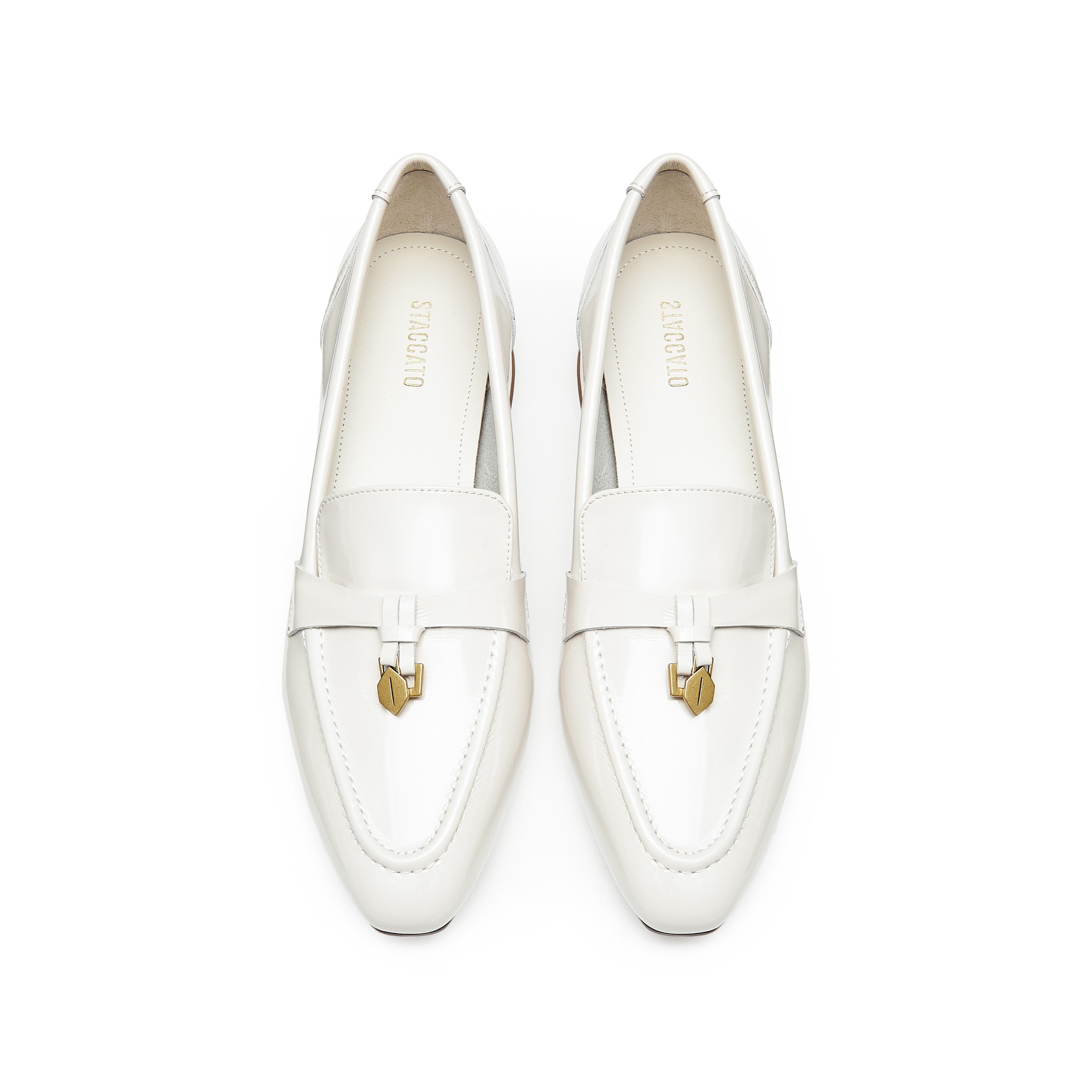 Beige Classic Signature Patent Loafers