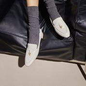 Beige Classic Signature Patent Loafers