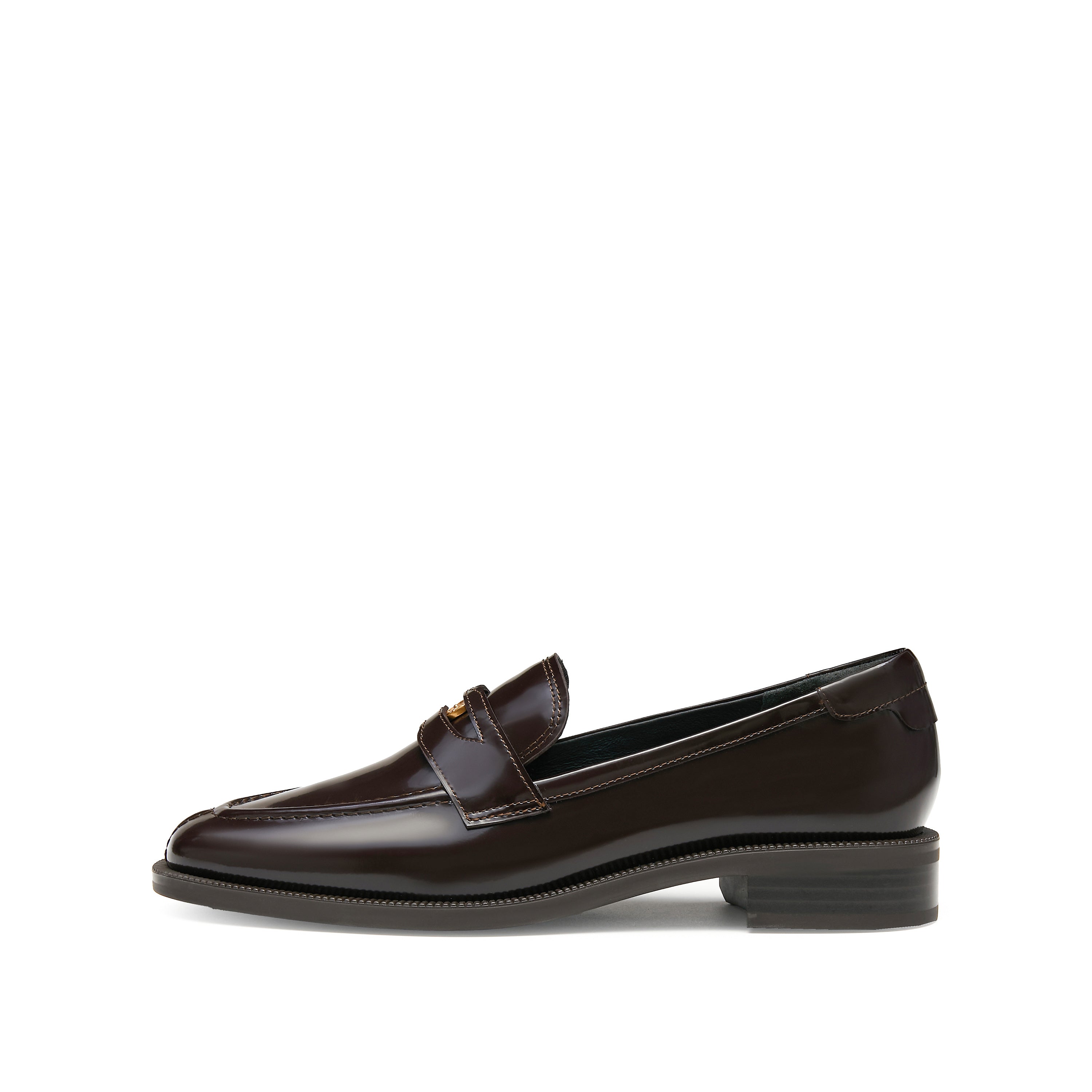 Brown Signature Golden Leaf Penny Loafers