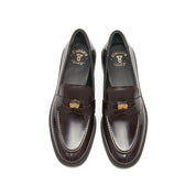 Brown Signature Golden Leaf Penny Loafers