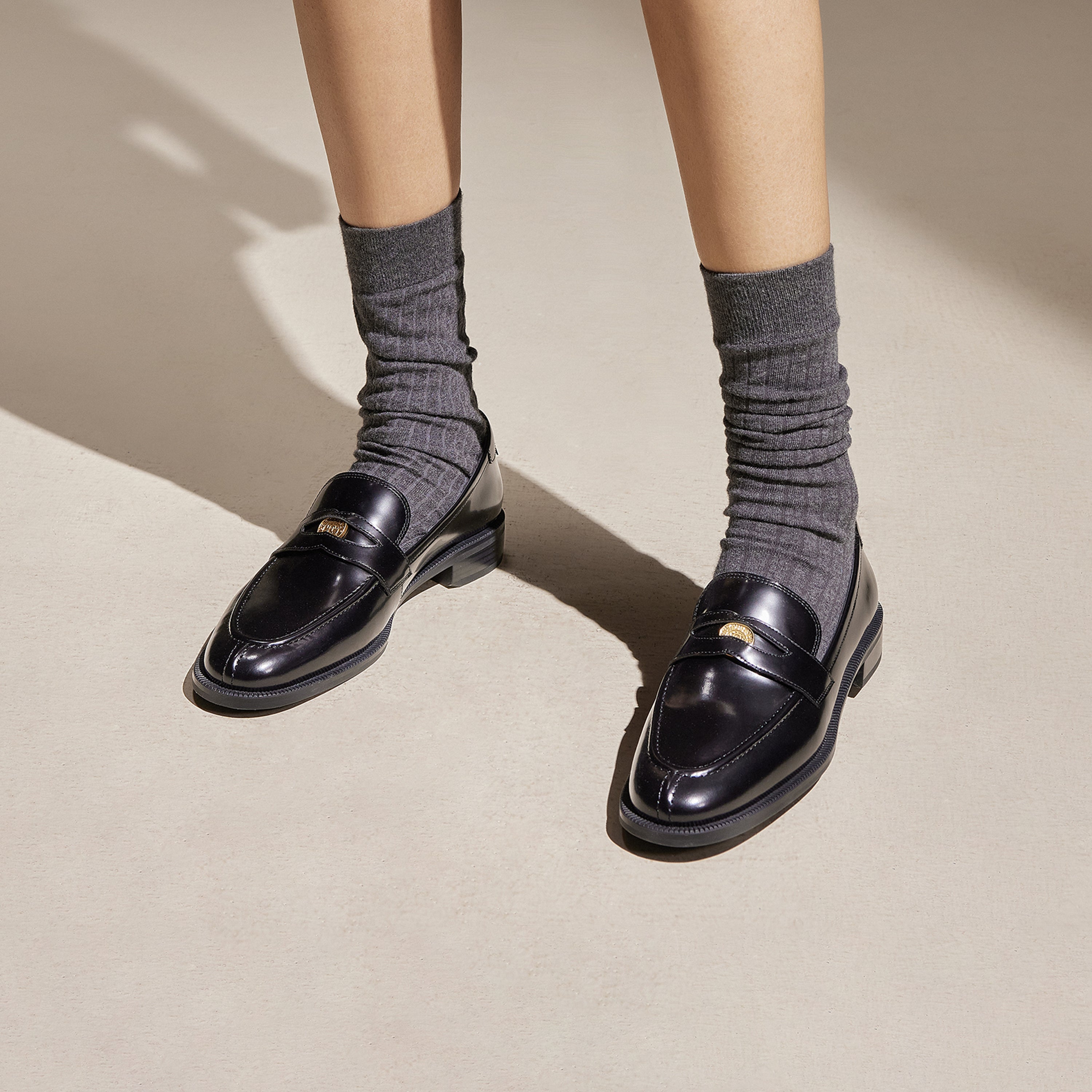 Brown Signature Golden Leaf Penny Loafers