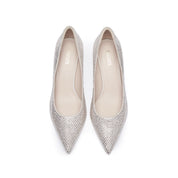 Beige Crystal Covered Pointy Pumps