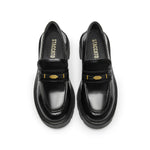 Load image into Gallery viewer, Black Signature Golden Leaf Leather Loafers
