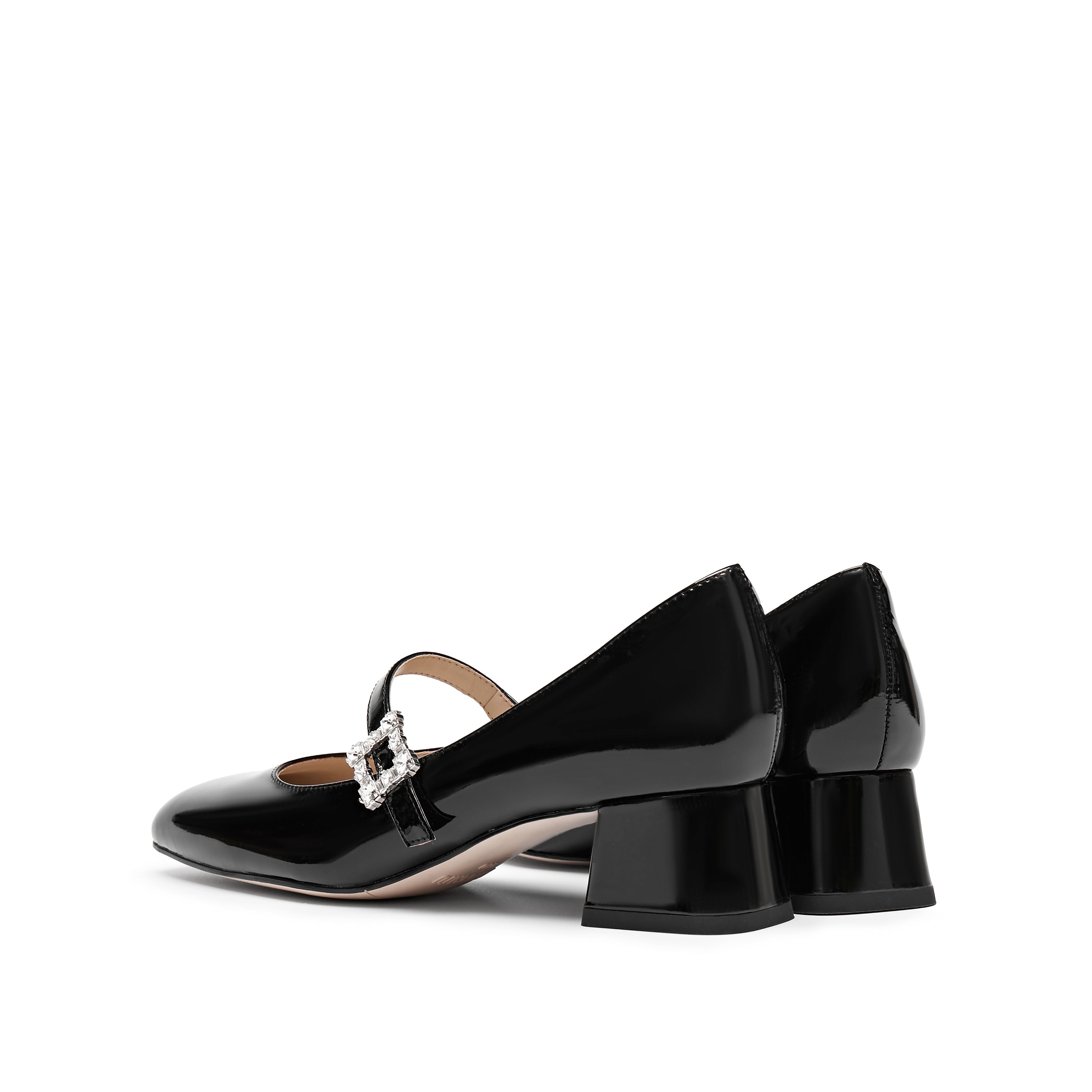 Black Crystal buckle Mary Jane Pumps