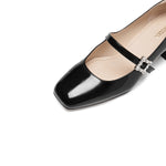 Load image into Gallery viewer, Black Crystal buckle Mary Jane Pumps
