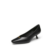 Black ST Leaf Leather Workwear Pumps