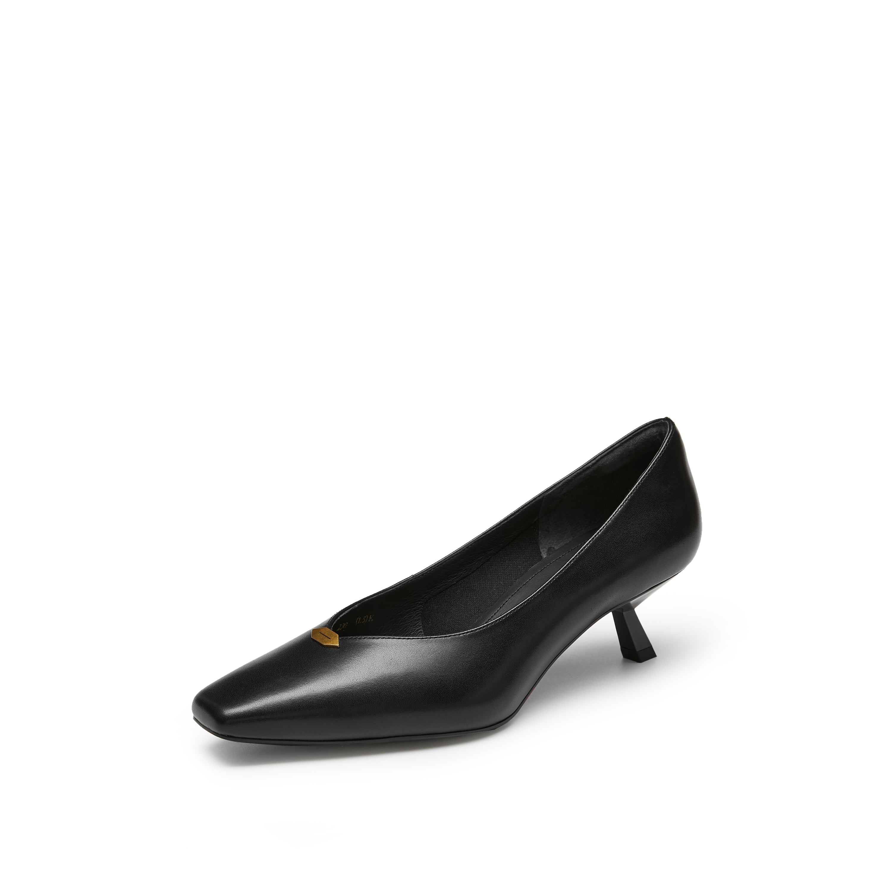Black ST Leaf Leather Workwear Pumps