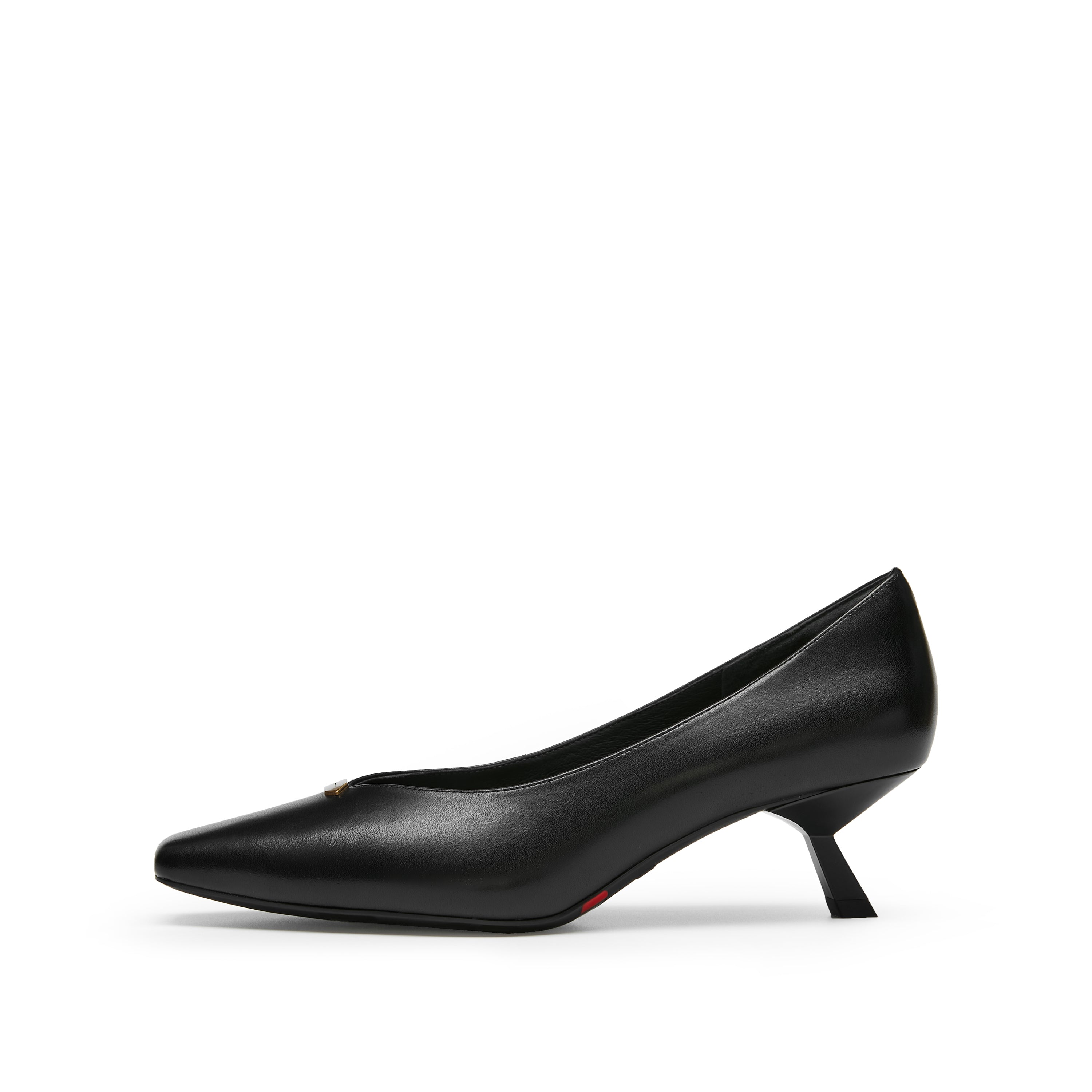 Black ST Leaf Leather Workwear Pumps