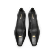 Black ST Leaf Leather Workwear Pumps