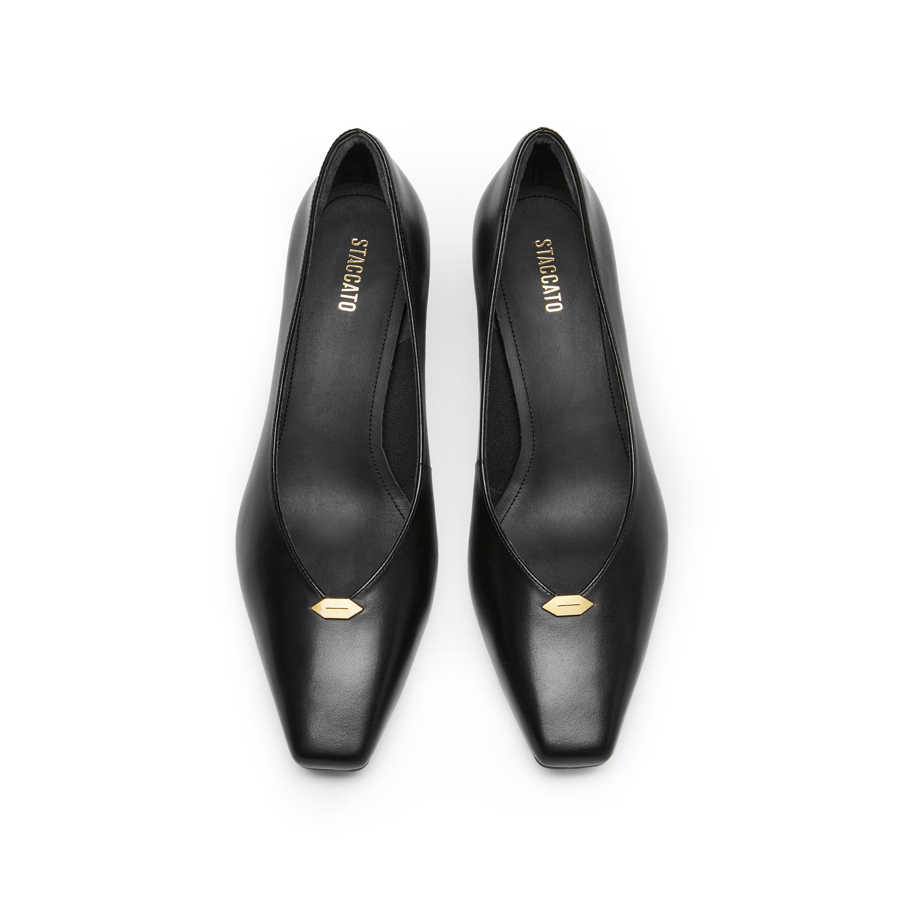 Black ST Leaf Leather Workwear Pumps
