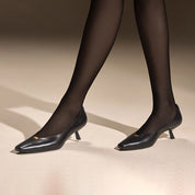 Black ST Leaf Leather Workwear Pumps