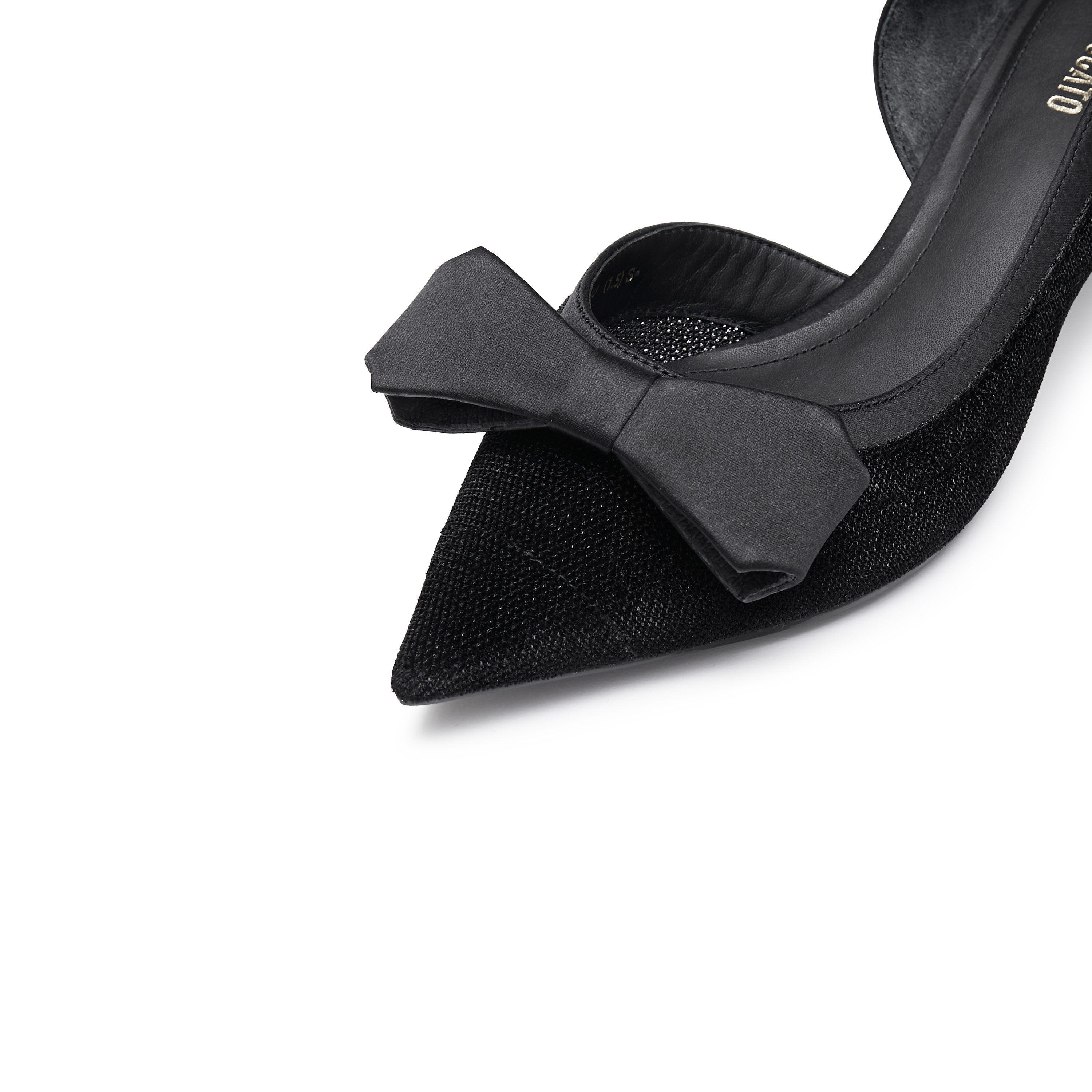 Black Meshed Pointy Bow Pumps