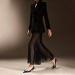 Load image into Gallery viewer, Black Meshed Pointy Bow Pumps
