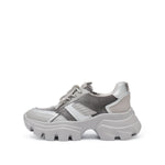 Load image into Gallery viewer, Grey Tone Crystal Lace Up Chunky Sneakers
