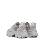 Load image into Gallery viewer, Grey Tone Crystal Lace Up Chunky Sneakers
