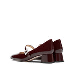 Load image into Gallery viewer, Burgundy Crystal buckle Mary Jane Pumps
