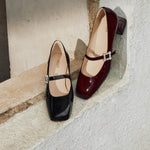 Load image into Gallery viewer, Burgundy Crystal buckle Mary Jane Pumps
