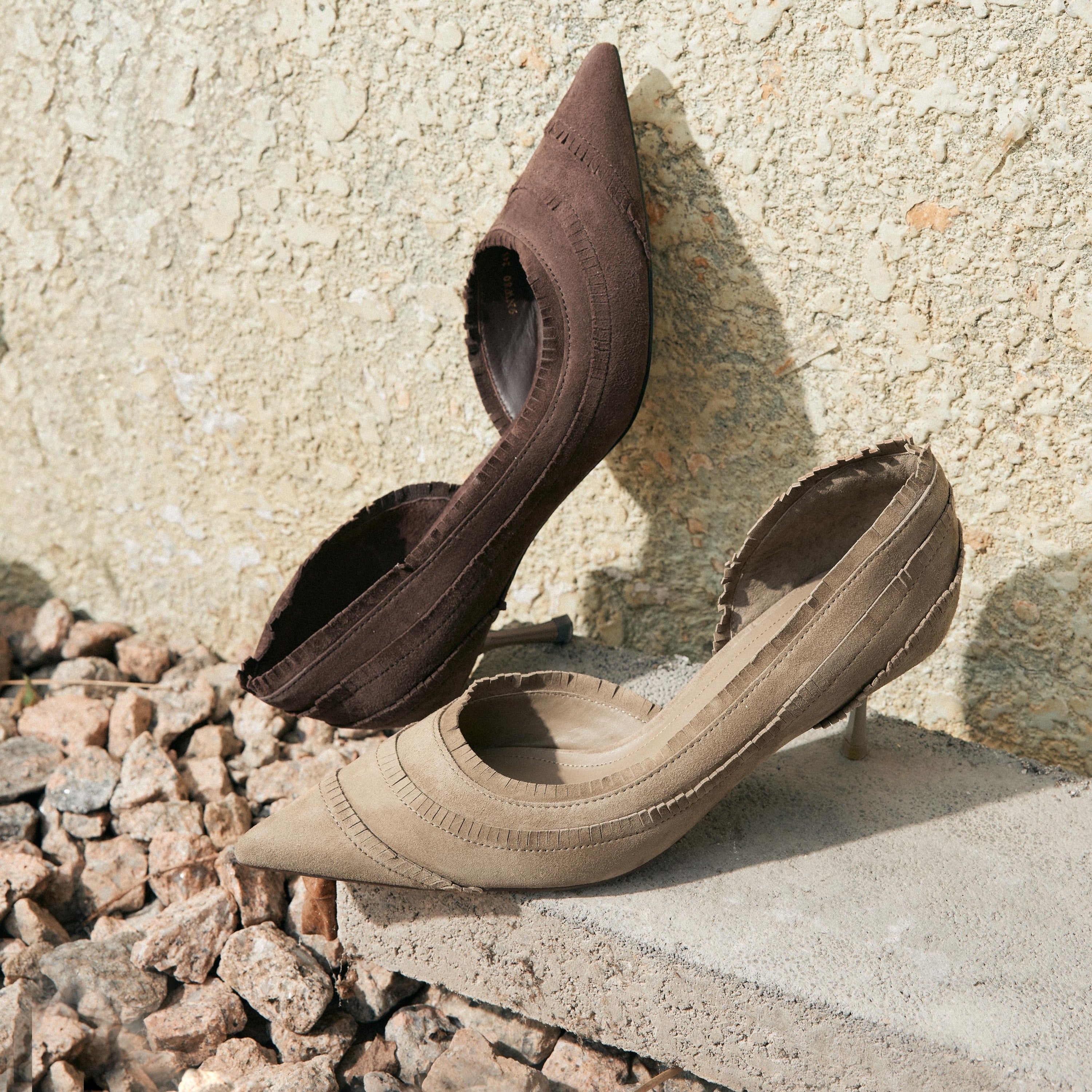 Brown Suede Tassel Pumps