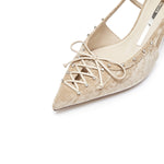 Load image into Gallery viewer, Taupe Crystal Corset Slingback Pumps
