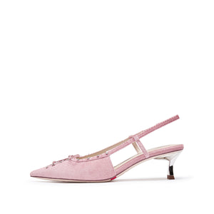 Pink Crystal Corset Slingback Pumps