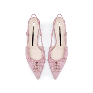 Pink Crystal Corset Slingback Pumps