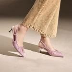 Load image into Gallery viewer, Pink Crystal Corset Slingback Pumps
