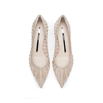 Load image into Gallery viewer, Taupe lined Crystal-embellished Mesh Pumps
