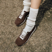 Brown Suede Slim- cut Lace-up Runner