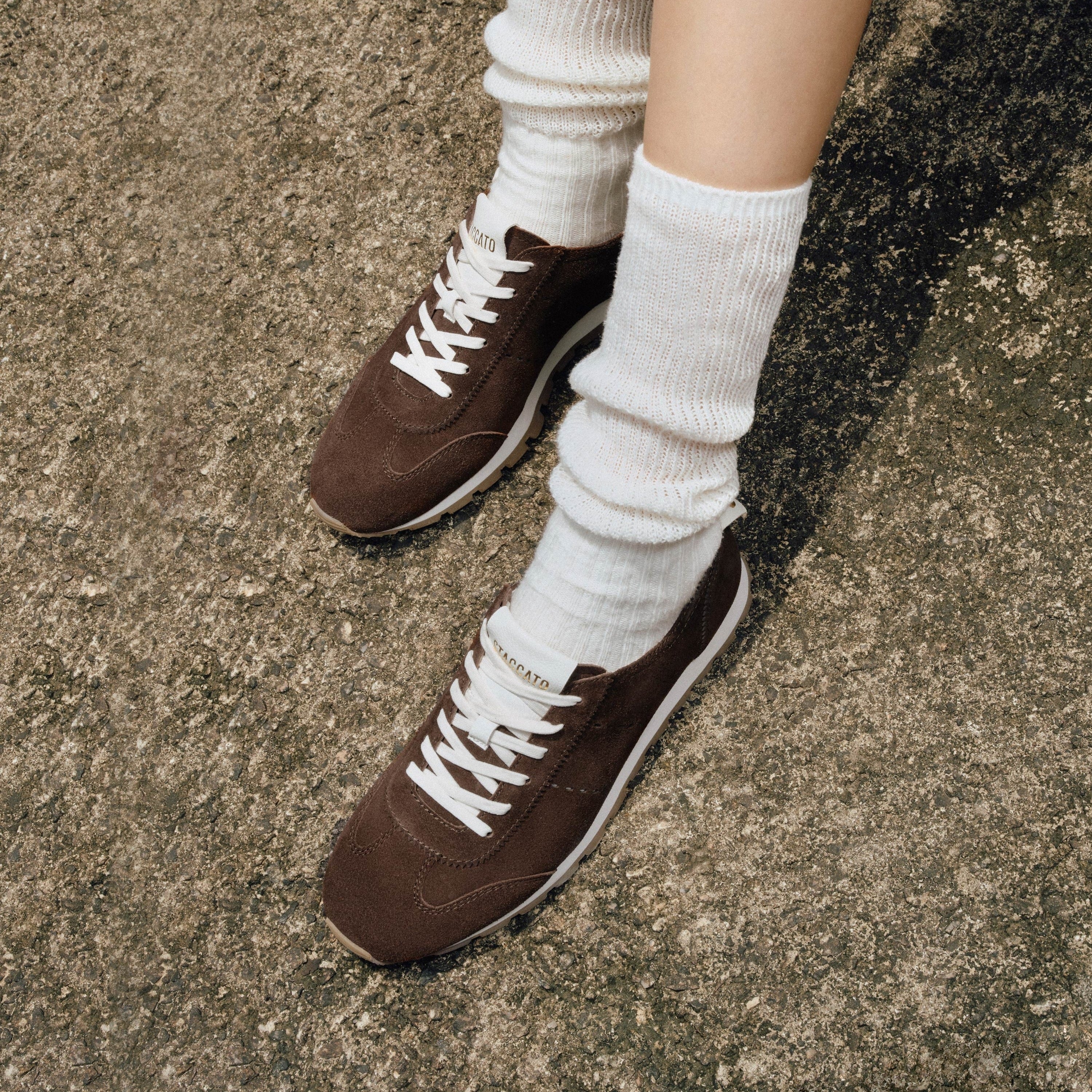 Brown Suede Slim- cut Lace-up Runner