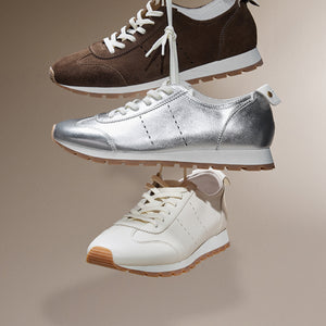 Beige Leather Slim- cut Lace-up Runner