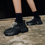 Load image into Gallery viewer, Black Patch Crystal Lace Up Chunky Sneakers
